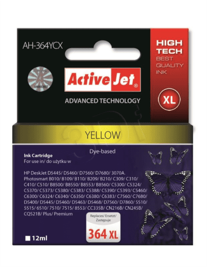 ActiveJet kompatibilna kartuša HP 364 XL, rumena (CB325EE)