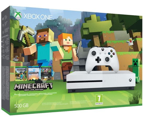 Microsoft igralna konzola Xbox One S 500GB + igra Minecraft