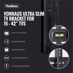 VonHaus fiksen TV stenski nosilec, 15-42", do 40 kg
