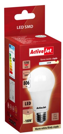 ActiveJet LED žarnica, 10W, E27, topla svetloba
