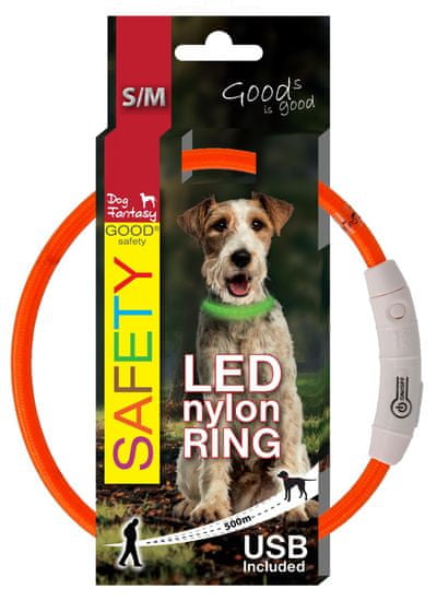 Dog Fantasy ovratnica, LED, oranžna