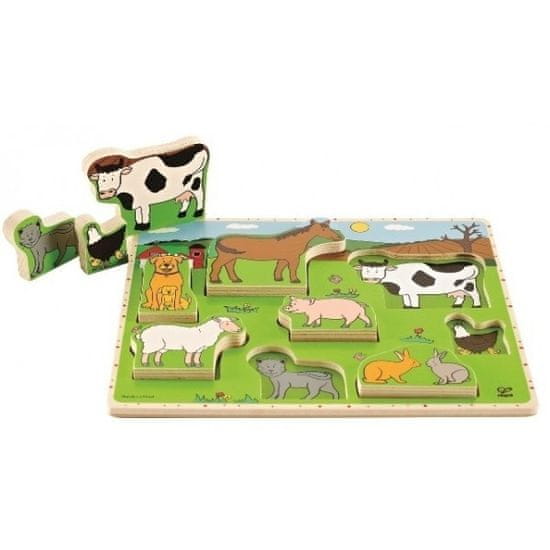 Hape lesena igrača Puzzle Živali s kmetije (za postaviti)