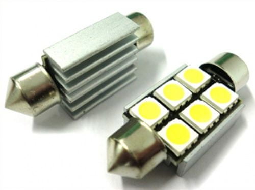 MLine žarnica LED 24 V C5W 36mm 6xSMD 5050, alu-ohišje, CANBUS, bela, par