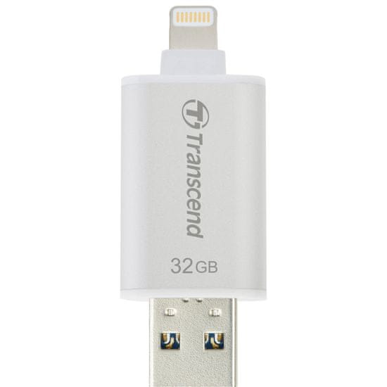 Transcend USB ključ JetDrive Go 300, 64GB, USB 3.1 in Lightning, srebrn