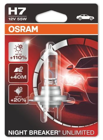 Osram žarnica 12V H7 55W Night Breaker Unlimited + 110% svetlobe