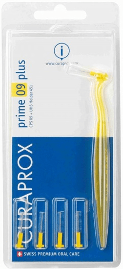 Curaprox medzobna ščetka Prime Plus 09, 5 kosov + držalo UHS 451, rumena