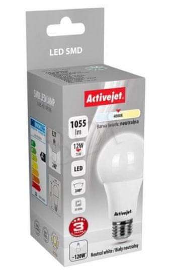 ActiveJet LED žarnica, 12W, E27, nevtralno bela, bučka