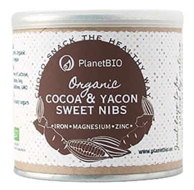 PlanetBIO kakavova zrna z yacon čokolado, 120 g