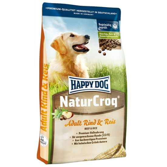 Happy Dog suha hrana za odrasle pse NaturCroq, govedina in riž, 15 kg