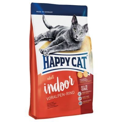 Happy Cat suha hrana za odrasle mačke Indoor, predalpska govedina, 10 kg