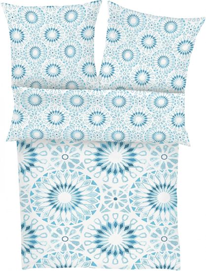 Zeitgeist bombažna satenasta posteljnina 5090, bela z modrim vzorcem