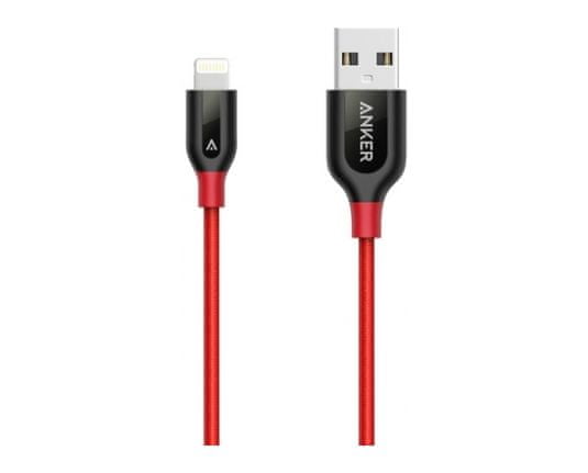 Anker polnilni kabel iz najlona PowerLine+ Lightning v USB, 0,9 m, rdeč