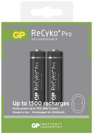 GP polnilne baterije ReCyko+ Pro HR6 AA, 2 kosa