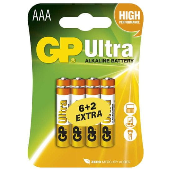 GP baterija Ultra LR03, 8 kosov