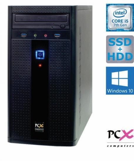 PCX namizni računalnik Exam i5-7400/8GB/SSD120+1TB/Win10H