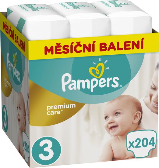 Pampers plenice Premium Care 3 Midi, 204 kosi - odprta embalaža