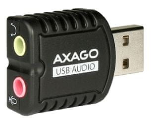  Axagon USB 2.0 Stereo Audio Mini Adapter, črn