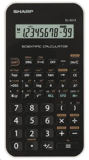 Sharp kalkulator EL501XWH, tehnični, 131 funkcij, črn in bel