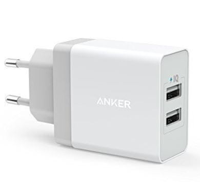 Anker USB polnilec PowerPort 2, 24W, bel