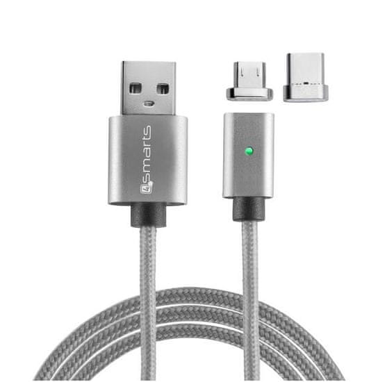 4smarts GravityCord magnetni Micro-USB & USB-C kabel, 2 konektorja - odprta embalaža