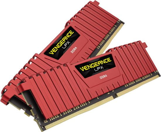 Corsair pomnilnik (RAM) VENGEANCE LPX 16GB (2x8GB), DDR4, DIMM, 2666 MHz, CL16, rdeč (CMK16GX4M2A2666C16R)
