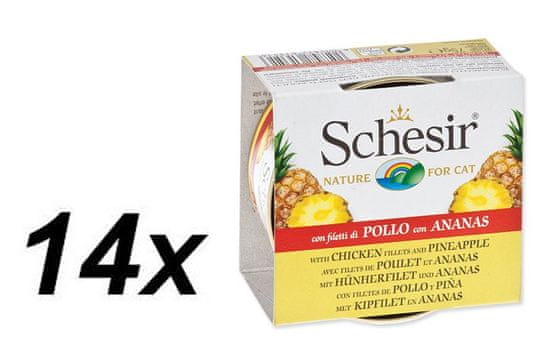 Schesir sadna konzerva piščanca + ananasa za mačke, 14 x 75 g