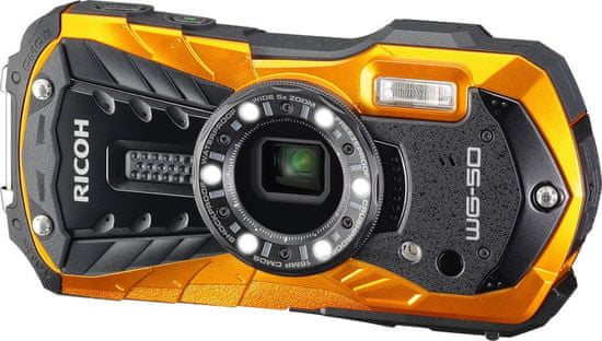 Ricoh podvodni digitalni fotoaparat WG-50, oranžen - Odprta embalaža