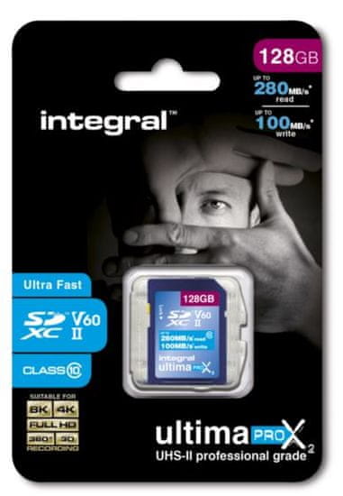 Integral spominska kartica 128GB UltimaPro X2 SDXC 280/100MB UHS-II