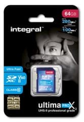 Integral spominska kartica 64GB UltimaPro X2 SDXC 280/100MB UHS-II