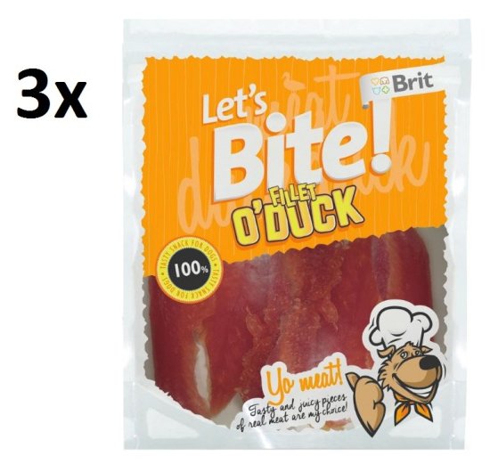 Brit pasji priboljšek Lets Bite Fillet O'Duck 3x80g