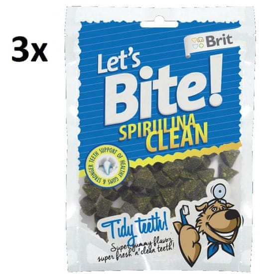 Brit pasji priboljški Lets Bite Spirulina Clean 3x150g