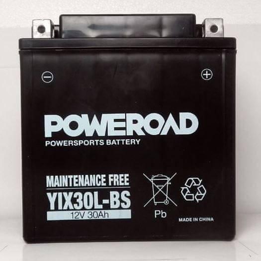 Poweroad akumulator za motor YIX30L-BS (brez vzdrževanja, 12V 30Ah, 168 x 127 x 177)