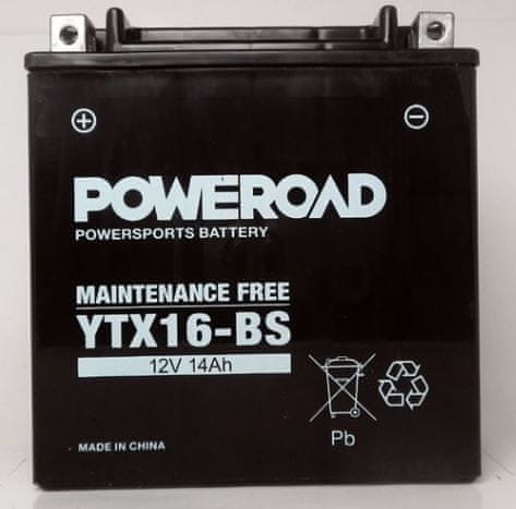 Poweroad akumulator za motor YTX16-BS (brez vzdrževanja, 12V 14Ah)