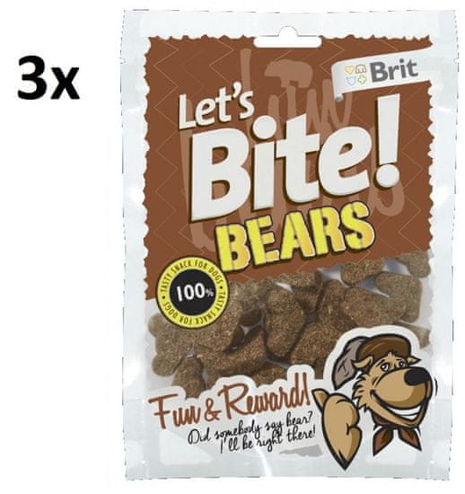 Brit pasji priboljški Lets Bite Bears 3x150g