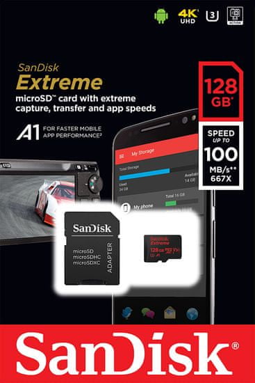 SanDisk spominska kartica Extreme microSDXC A1, 128GB