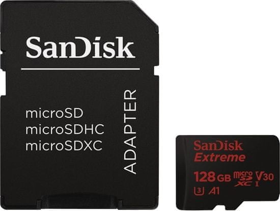 SanDisk spominska kartica microSDXC 128 GB UHS-I V30 A1 Extreme 100MB/s