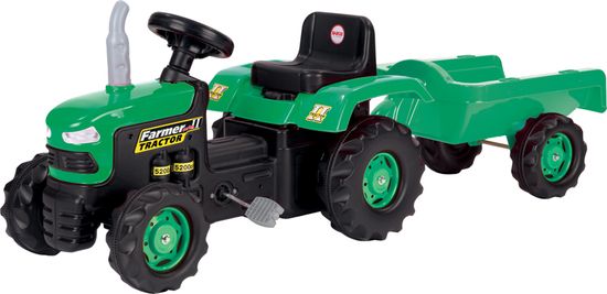 DOLU otroški traktor s prikolico, na pedala, zelen - Odprta embalaža