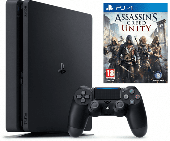 Sony Playstation 4 Slim, 500 GB, črn + Assassin's Creed: Unity