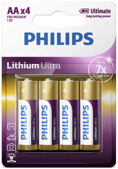 Philips baterije Lithium Ultra Blister AA, 4 kosi (LR6)