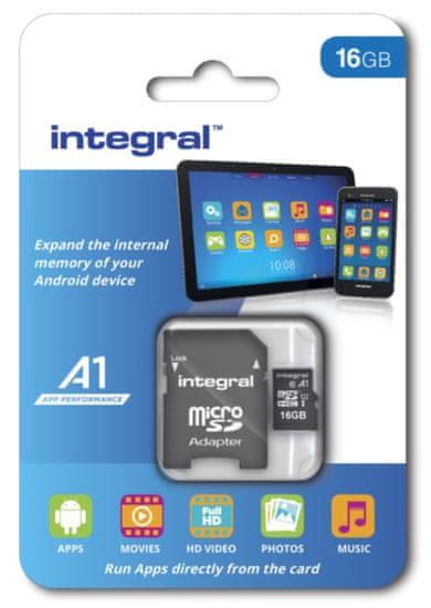 Integral spominska kartica microSDHC 16GB A1 App Performance UHS-I