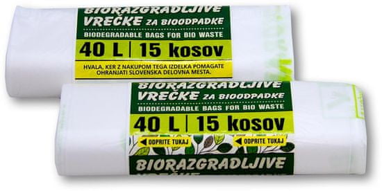 Piskar biorazgradljive vrečke, 40L / 15 kosov / 2 kpl