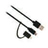 Ewent kabel USB 2-in-1, Micro USB in Lightning adapter, 1m, črn