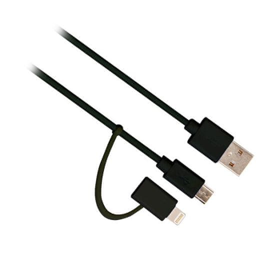 Ewent kabel USB 2-in-1, Micro USB in Lightning adapter, 1m, črn