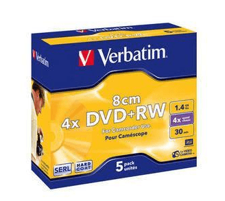 Verbatim DVD+RW medij 1,4 GB, 4x, 5-pack (43565)