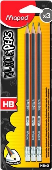 Maped set treh grafitnih svinčnikov Black'peps HB z radirko