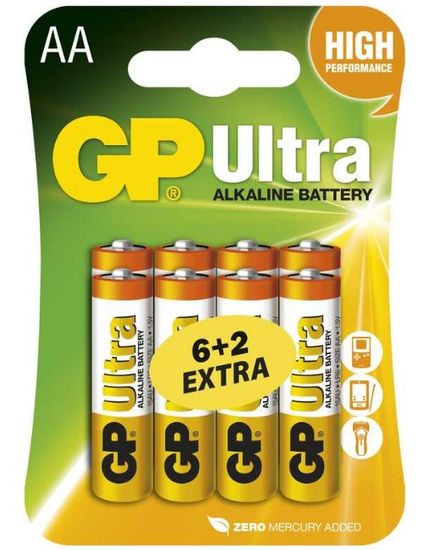 GP baterije Ultra AA (LR6), 8 kosov
