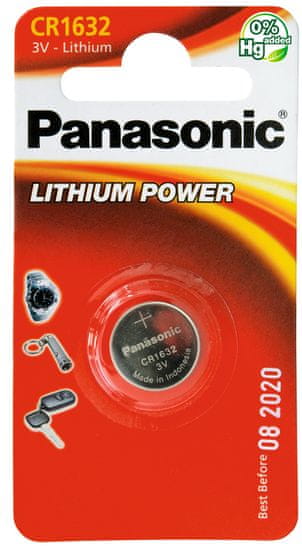 Panasonic baterija Lithium CR-1632EL, 1 kos