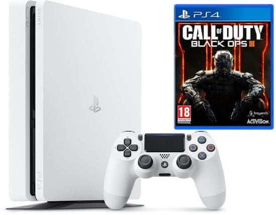 Sony Playstation 4 Slim, 500 GB, bel + Call of Duty: Black Ops III