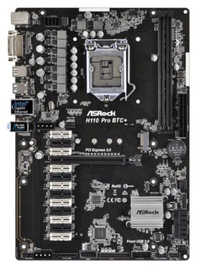 ASRock matična plošča H110 PRO BTC+, DDR4, SATA3, DVI, USB3, LGA1151, ATX