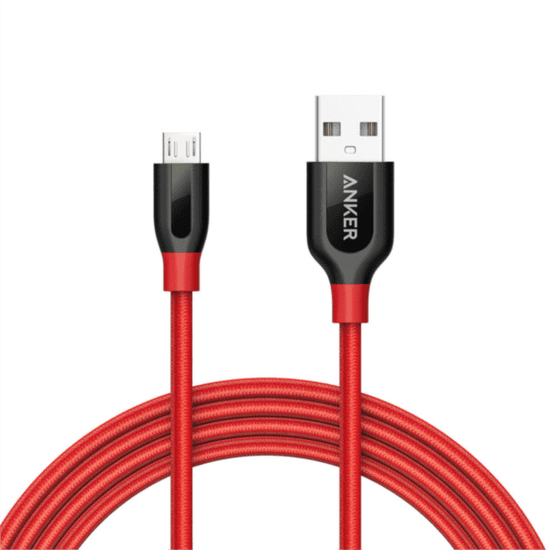 Anker kabel PowerLine+ microUSB, 1,8 m, rdeč
